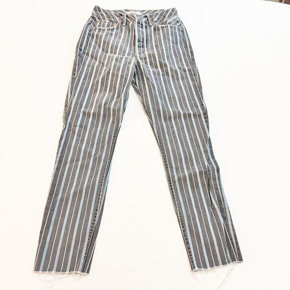 GRLFRND Karolina Taffy Skinny Striped Raw Hem Denim Jeans Size 25 - Picture 3 of 11